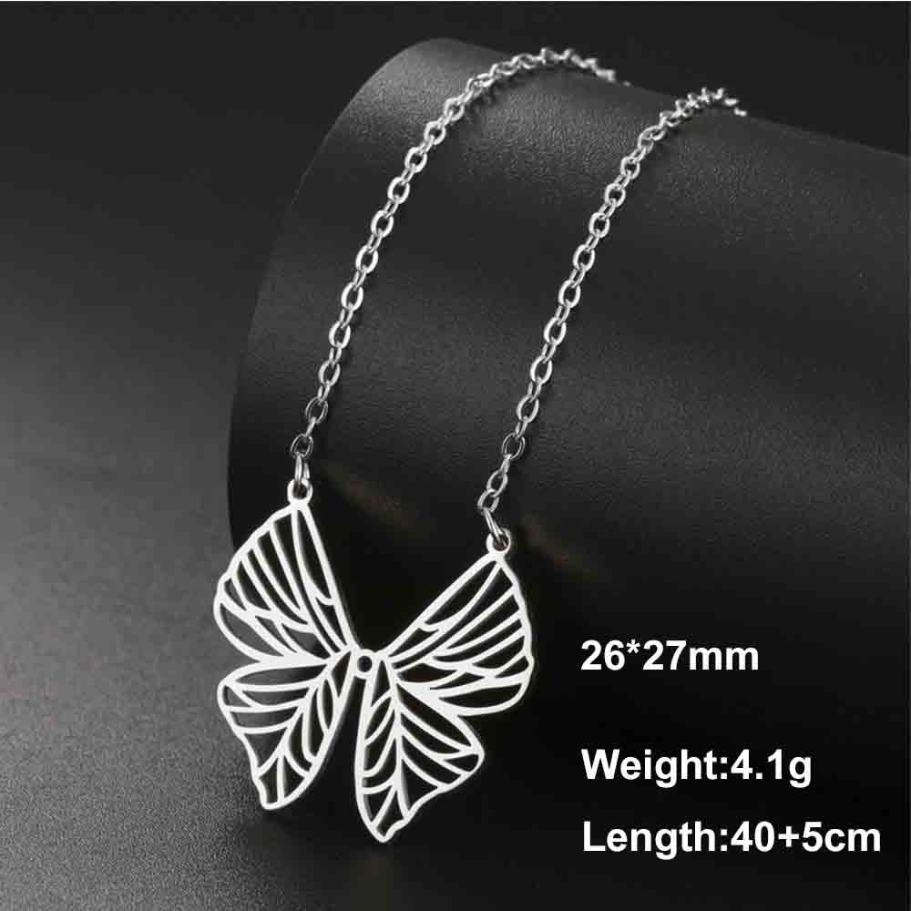 My Shape Butterfly Pendant Necklaces for Women Girls Stainless Steel Chain Choker Animal Charm Butterfly Jewelry Valentine's Day