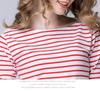 2022 Women's Slimming One-Shoulder Black & White Striped Long Sleeve T-Shirt