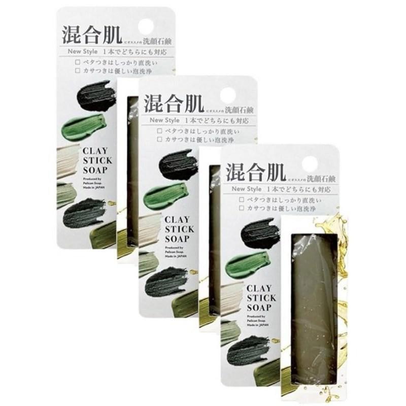Pelican Soap Clay Stick Soap 40g 3 pcs Foaming Net Set