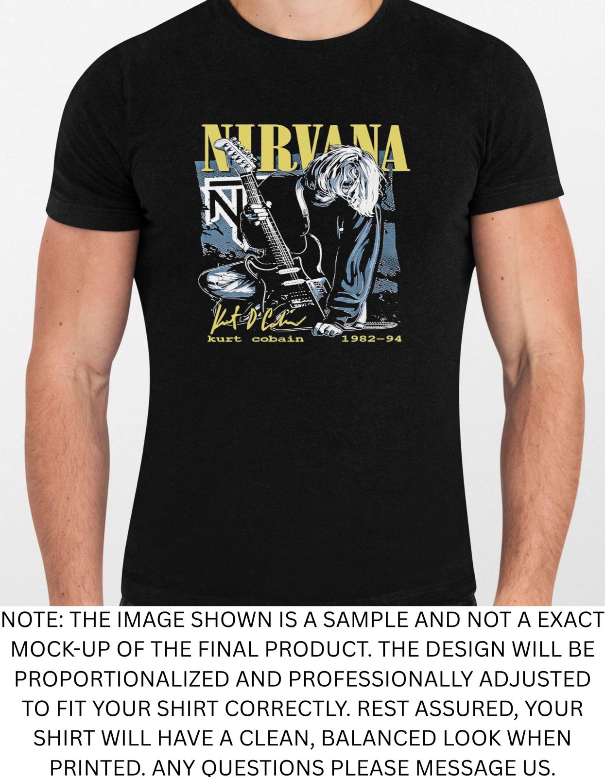 Men s and Women s T-shirts Nirvana Kurt Cobain Guitar Art Graphic XL