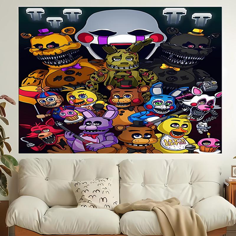 1pc Cartoon Five Nights at Freddys Tapestry, Living Room, Bedroom, Office, Party Decor, Ideal Festive Gift