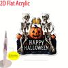 2D Flat Halloween Skull with Acrylic Decoration of Beer and Pumpkin -Bedroom,Living Room Tabletop Display,Holiday Home Decoration Halloween Decoration