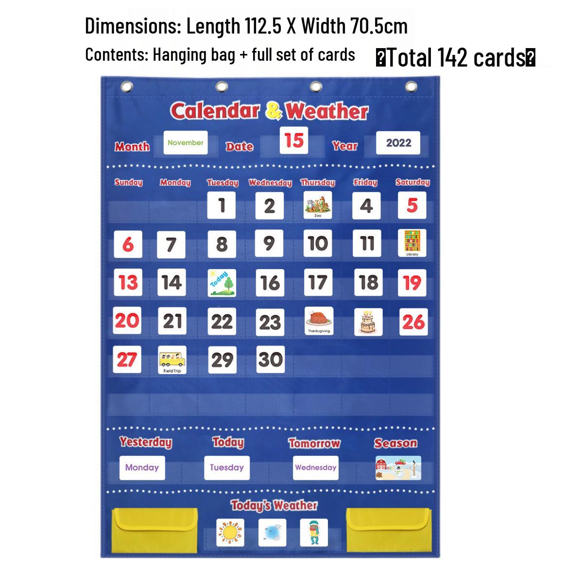 Weather & Holiday Calendar: Children s Educational Wall Pocket for Classrooms