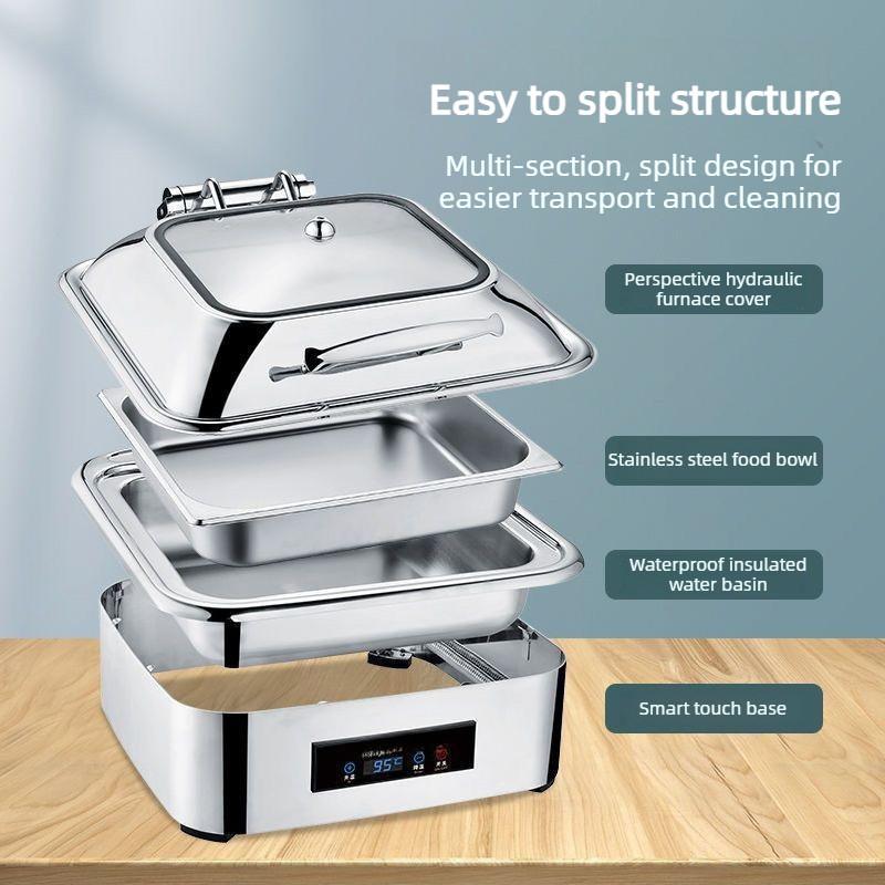 Hydraulic Flip Stainless Steel Buffet Stove Touch Control Electric Heating Breakfast Stove Hotel High-end Buffet Insulated Stove