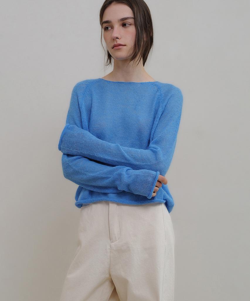 ANDNEEDS Boat Neck Sheer Knit (Blue)