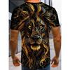3D Lion Print T-shirt Men Summer New O Neck Short Sleeve Tees Tops Fashion Style Male Clothes Casual T-shirts