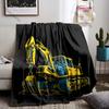 Excavator Themed Print Flannel Blanket Gifts for Son Husband, Warm Blanket for Couch, Sofa, Bed, Fall Decorations for Home,Gift