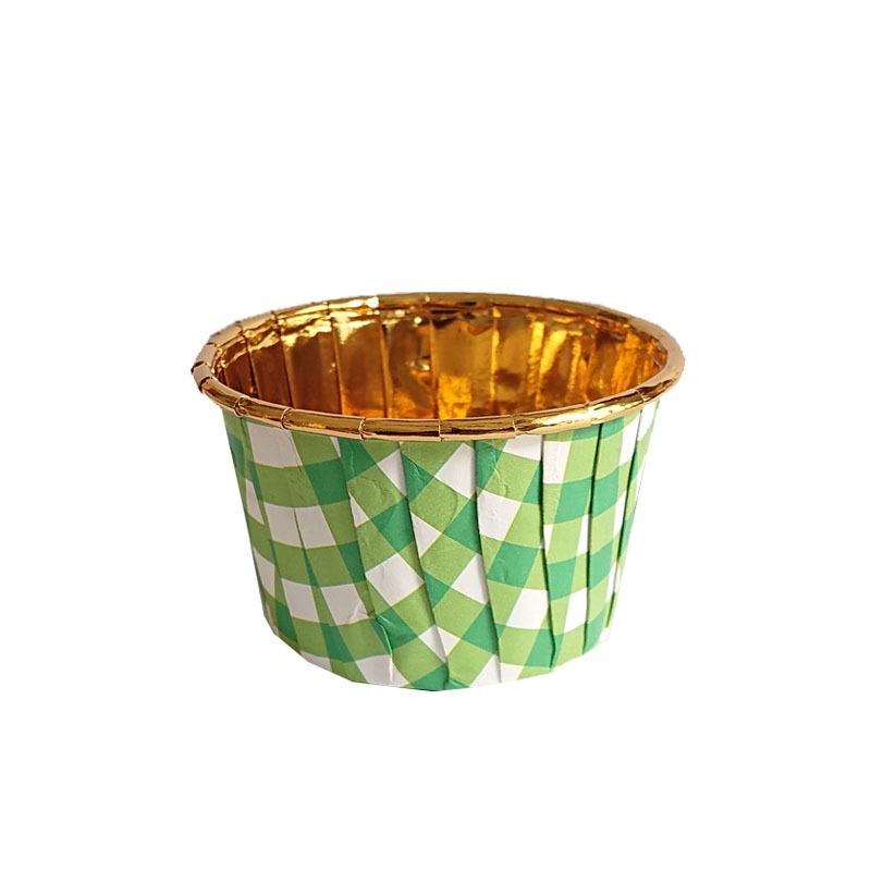 Single-Sided Gold Cake Cupssingle-Sided Aluminum Foil Crimped Paper Cups Bake-Resistant Warm Mafen Mafen Paper Tray Roll Cups 50 Pcs