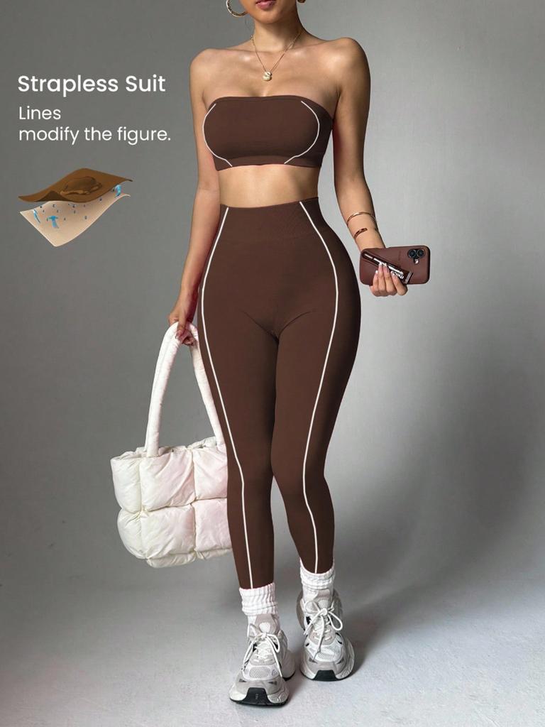 JYL Straplesslette Naked Backless Yoga Pants Set