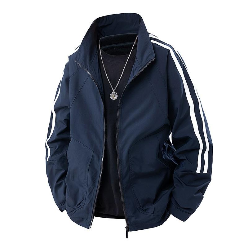 Mens Lightweight Windproof Waterproof Jacket Casual Outerwear With Lapel Patch Detail