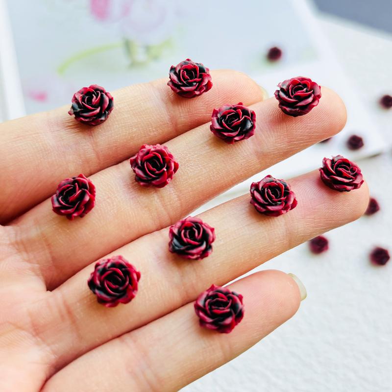 

50 Pcs New Kawaii Cartoon Red Rose Flower Resin Flat Back Cartoon Scrapbook Diy Embellishments Bow Decor Accessories Crafts A51