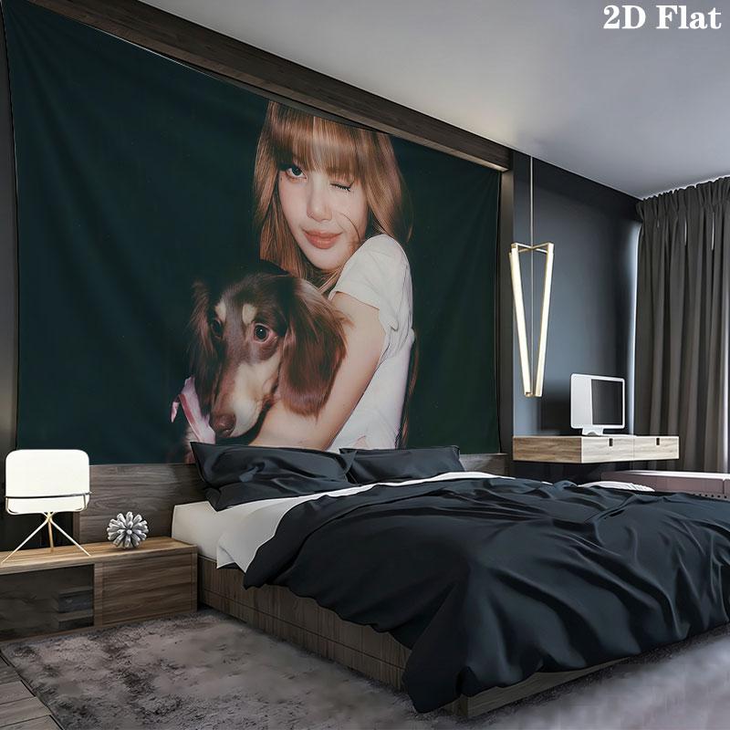 LISA Wall tapestry, aesthetic printed fabric blanket, suitable for bedroom, living room, and home decor.