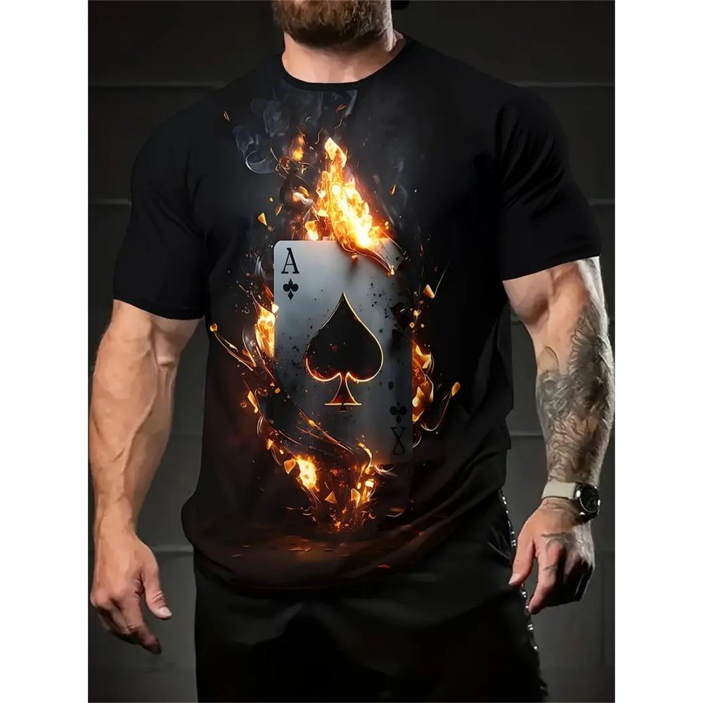 Summer Men's T-Shirt New Cool Poker Graphic T Shirts Casual Fashion Originality Card Pattern Tees 3D Printed Short Sleeve Tops