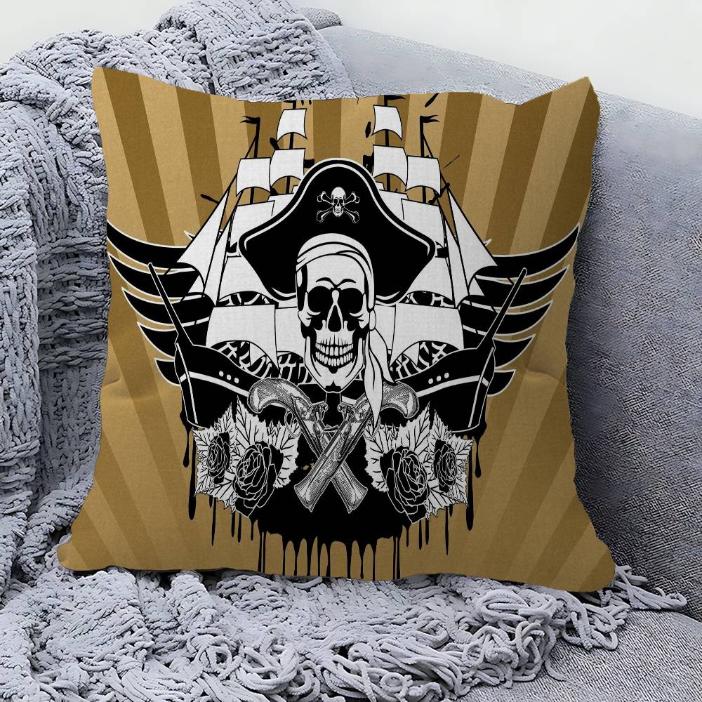 Pirate Ship Rune Skull Pillow Anime Pillow Sofa Bed Head Pillow Cover Cushion Cover 45x45 cm Fashion