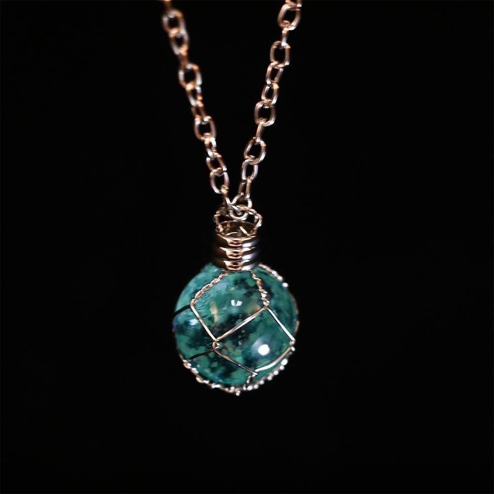 Glass Luminous Ball Neck Chain Hand Woven Round Luminous Pendant Luminous Glass Necklace  Women