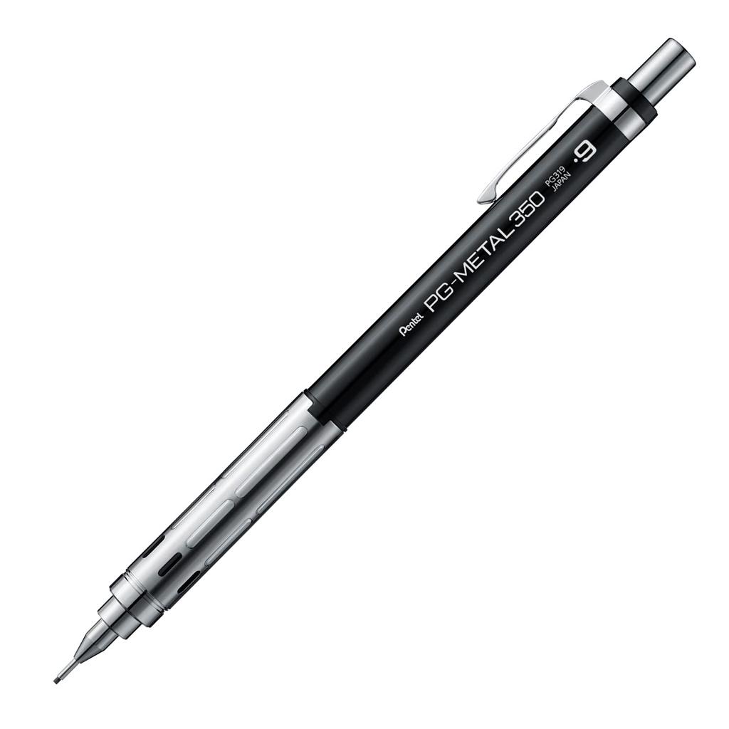 Pentel Mechanical Pencil PG-METAL350, 0.9mm, Black, 5-Piece Set, XPG319-A