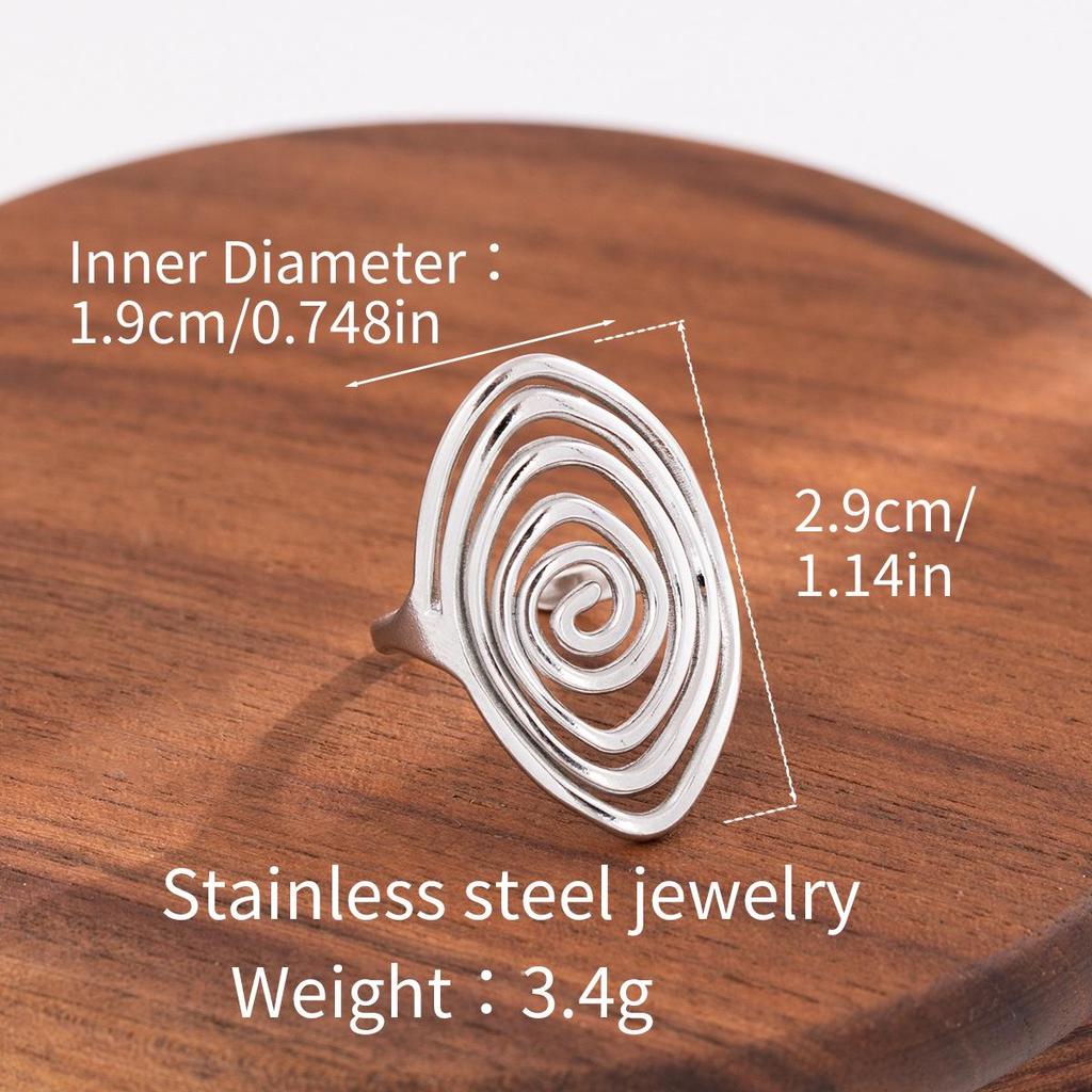 Stainless Steel Adjustable Open Ring - Colorfast Titanium Jewelry