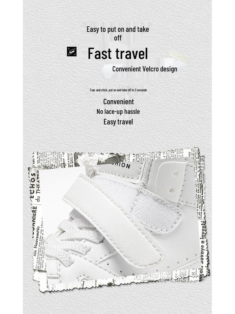 Rutschfeste High-Top Canvas-Sneaker für Kinder - Weiße Lederoberfläche für Herbst/Winter, Lässige und Sport-Laufschuhe.