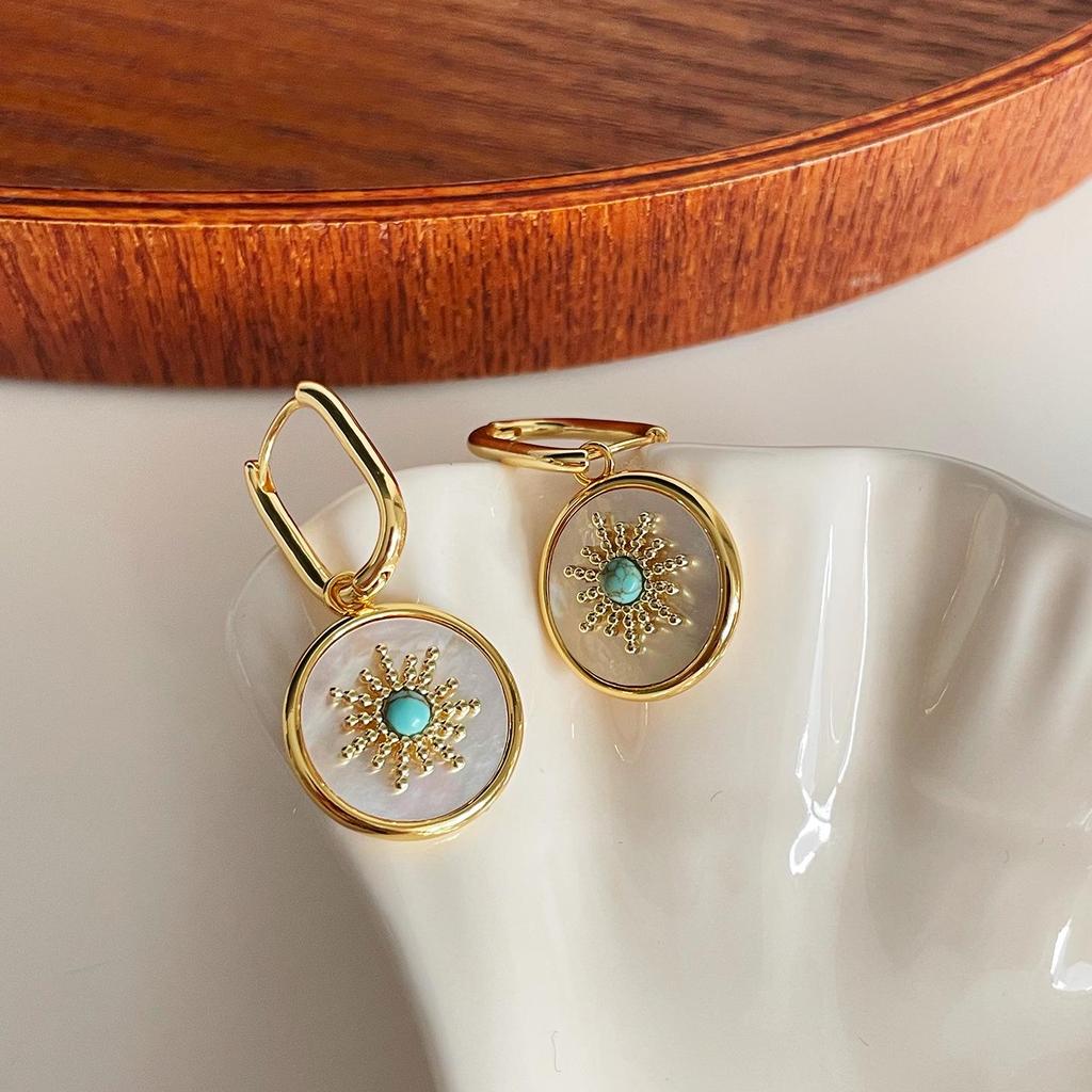 Exquisite Turquoise French Stud Earrings: Trendy, Versatile, and Luxurious for Women