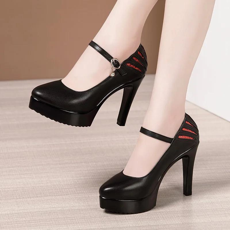 

11cm Small Size 32-43 White Wedding Shoes Patent Leather Platform Pumps 2026 Formal Thin High Heels Shoes Model Office Party 43 чорний