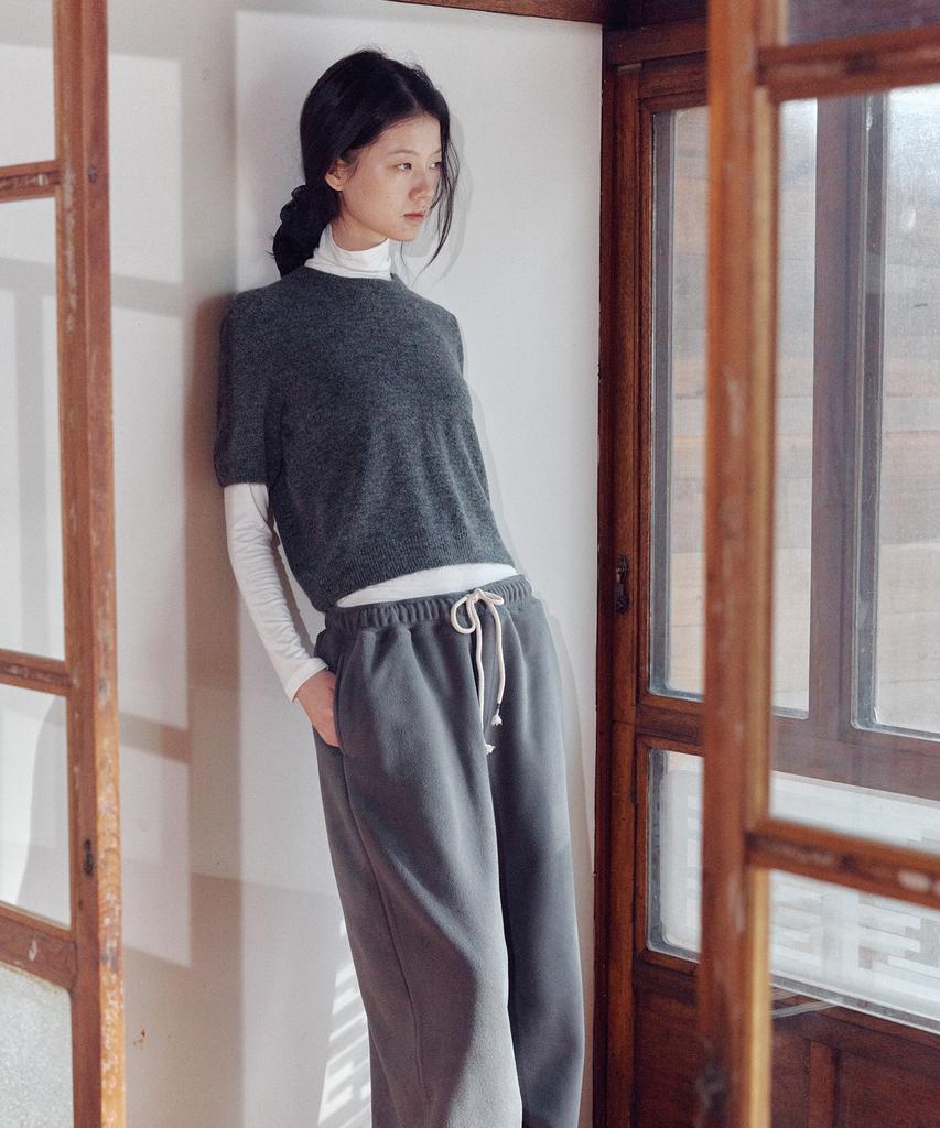 Okkitteu Fleece Balloon Jogger Pants Charcoal