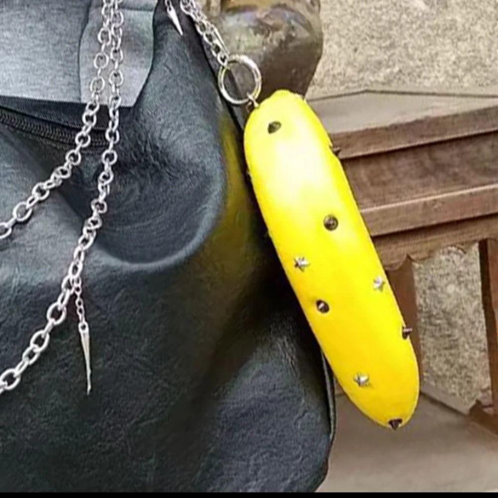 Lolita Simulation Fruit Keychain Y2K Pu Fruits Bag Pendant Star Rivet Bag Charm Key Ring