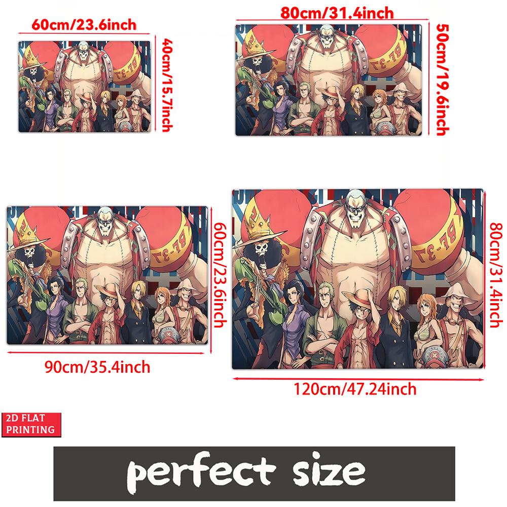 Anime Straw Hat Crew Doormat, Cartoon Pirate Non-slip Floor Mat, Decorative Entrance Rug for Home Living Room Bedroom