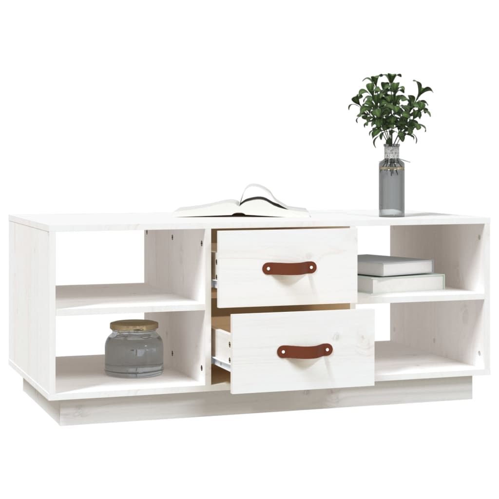 Vidaxl Coffee Table, White, 100X50X41 Cm, Solid Pine Wood