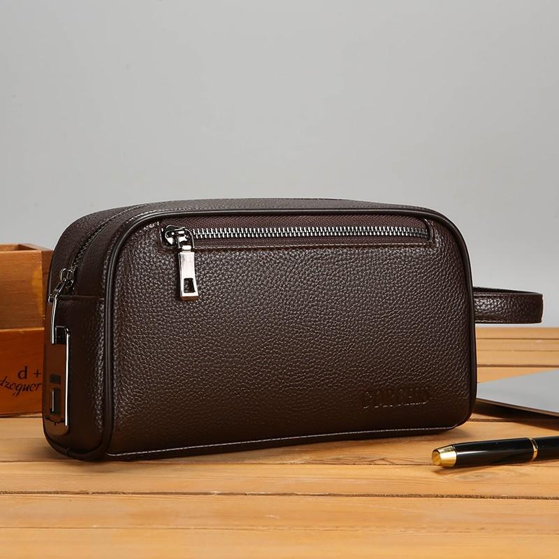 Men's Handbag High Quality Large Capacity Business Leisure Handbag Soft Leather Multi Pocket Handbag for Men