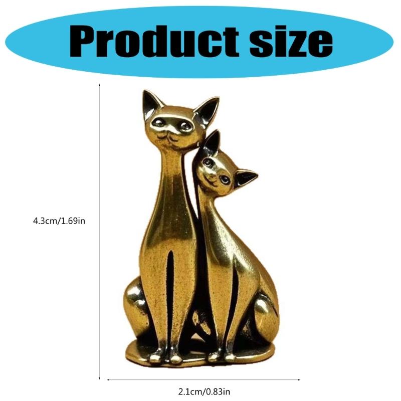Rozgrzewające Serca Para Kochanków Koty Mosiężna Rzeźba Stopy Miniaturowa Ozdoba Dekoracje Domowe Prezent dla Par lub Miłośnika Kotów