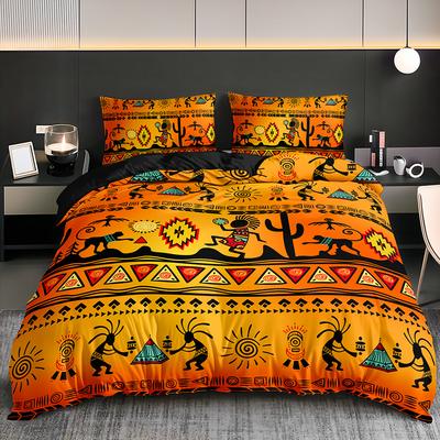 2/3 Stuks Zuid-Amerikaanse Stam Totem Dekbedovertrek Set, HD Print All Season Beddengoed met Kussenslopen, Home Slaapzaal Decor