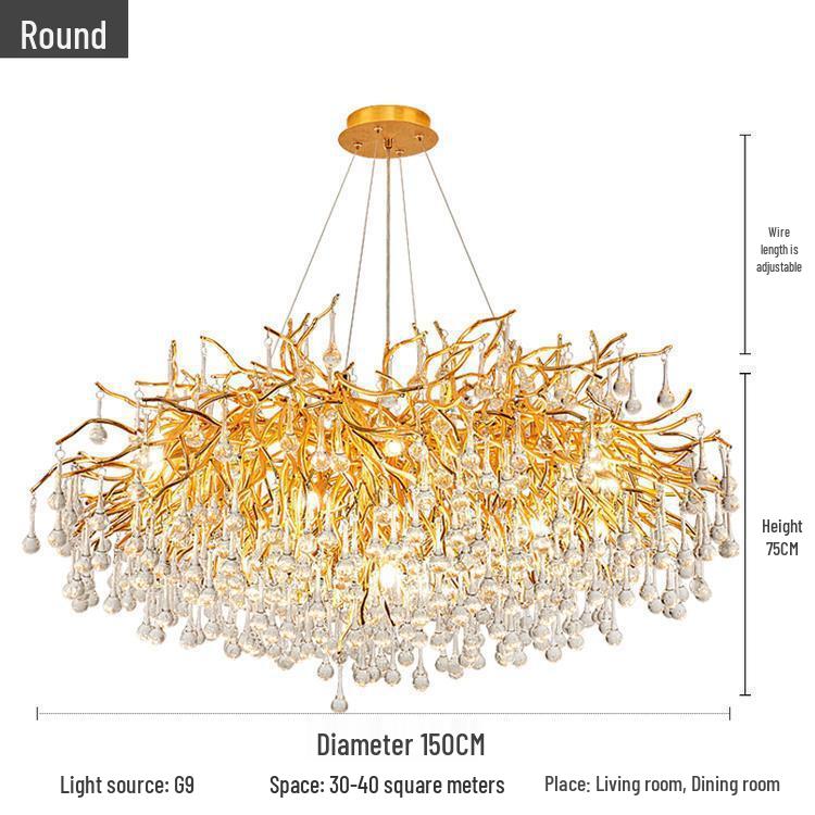 Elegant French Luxury Crystal Chandelier with Water Drop Design for Dining Rooms and Villas