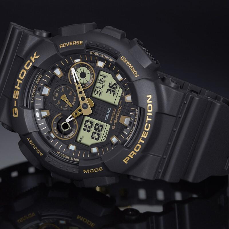 Casio Men Liquid Crystal/Analog Dual Display Series Black Watch GA-100GBX-1A9 GA-100GBX-1A9
