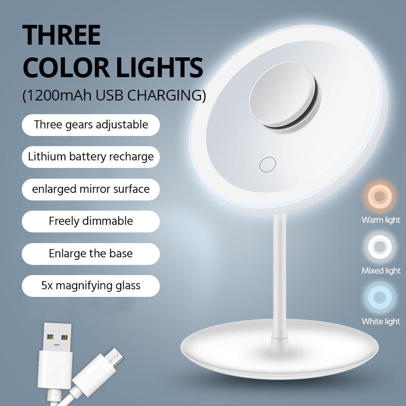 

Зеркало для макияжа со светодиодной подсветкой, дневное зеркало, съемное регулируемое настольное зеркало, складное с USB-кабелем, косметическое зеркало