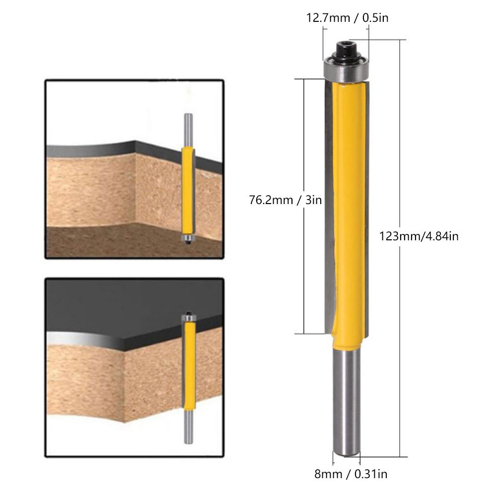 8mm Schaft Oberfräser Holzbearbeitung Fräser Mit Lager Bündigfräser zum Bündigfräsen(8*12.7*50.8mm )