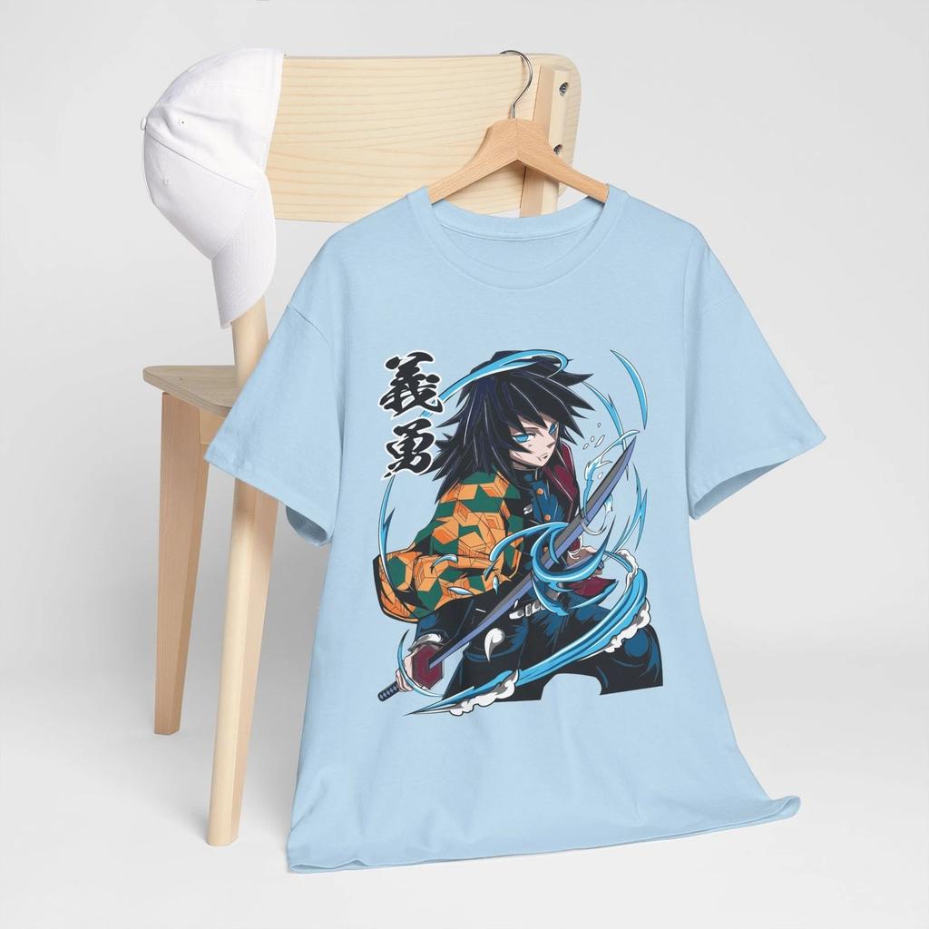 2026 Summer Demon Slayer Anime Giyu Tomioka Printed Loose Shortsleeved Pure Cotton Childrens Tshirt Unisex Casual Loose Y2k