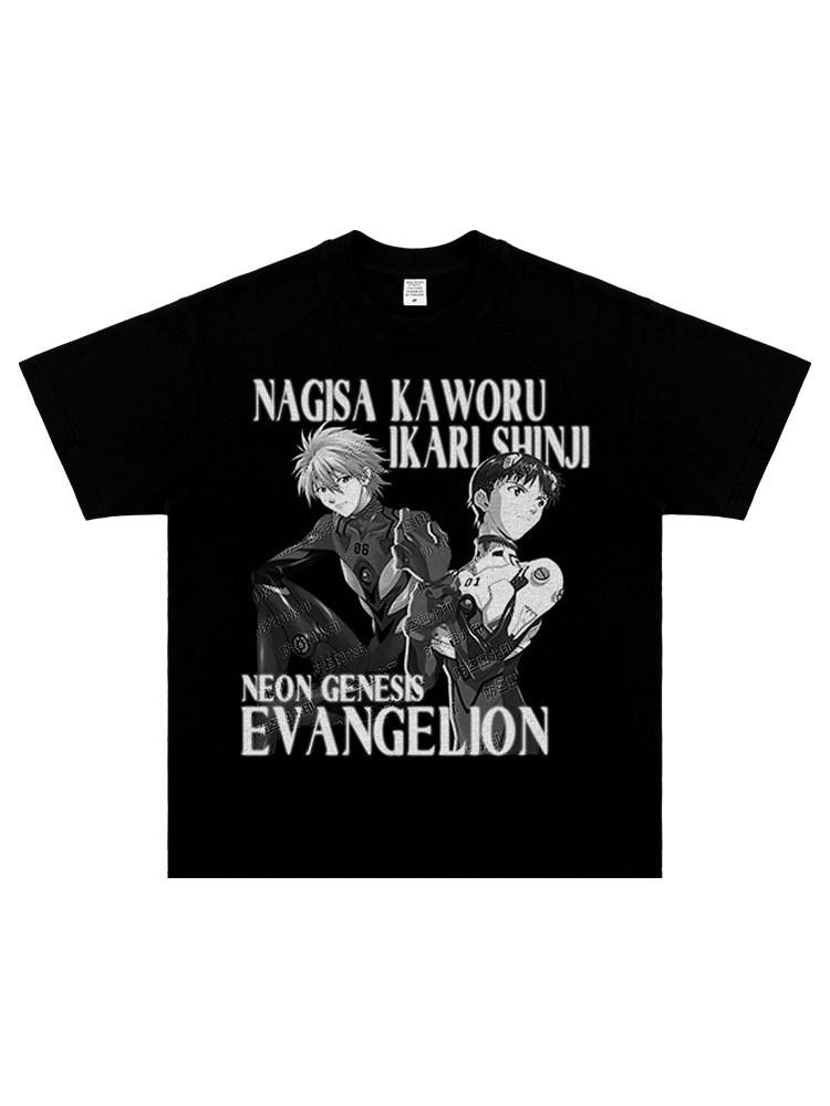 

Gassky Nagasaki Shizuka Tsuneko Eva Printed TShirt High Street Anime Dual Short Sleeve Boys and Girls Family Clothing S