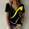 Summer V-neck 3D Simplified Avatar Printed Top Fashionable Casual Short Sleeved Women's T-shirts