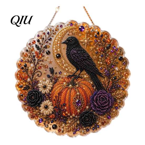 Outdoor Patio Hanging Ornament Halloween Ornament, 2D Flat Acrylic Pendant, Ghost Skull Front Door Decoration Witch for Indoor Window Wall Decor