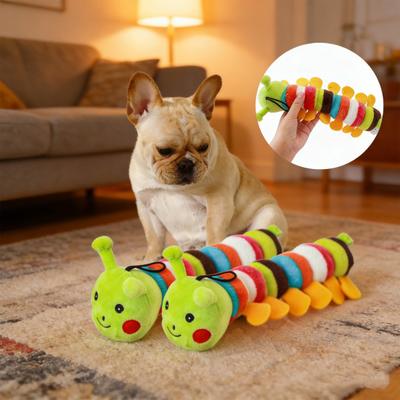 Plüschraupe Haustierspielzeug Interaktives Quietsch-Haustierspielzeug für kleine bis mittelgroße Hunde Weiches Stoff-Welpen-Kauspielzeug für den Zahnwechsel