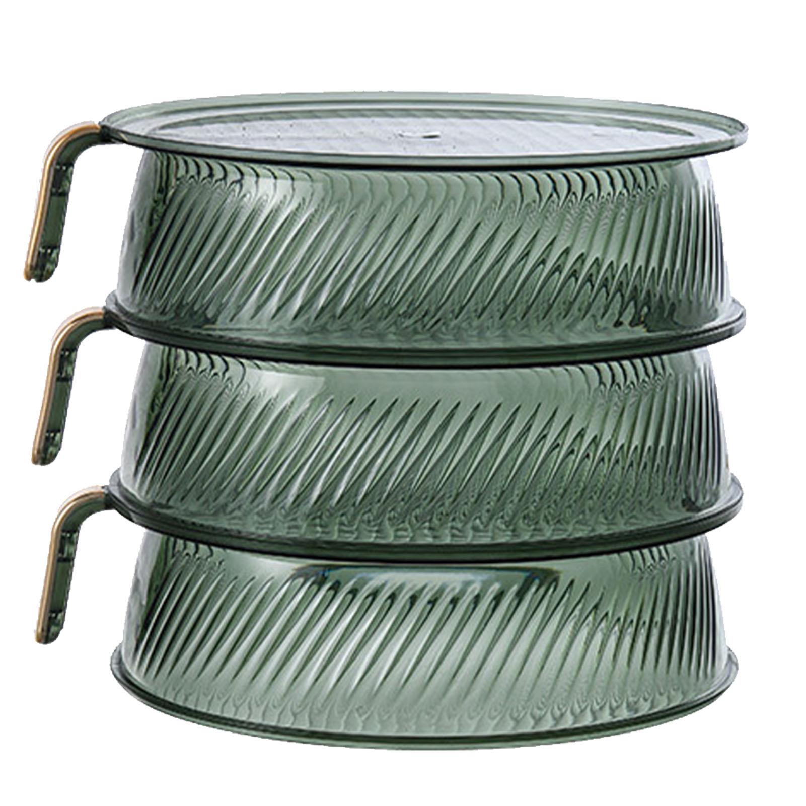 

Прозрачная зеленая изолированная крышка для еды, штабелируемая, многослойная, пыленепроницаемая, термостойкая, для хранения овощей 3 Layer