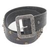 Excellent RRL Belt Western Flower Carving with Colored Stone Used