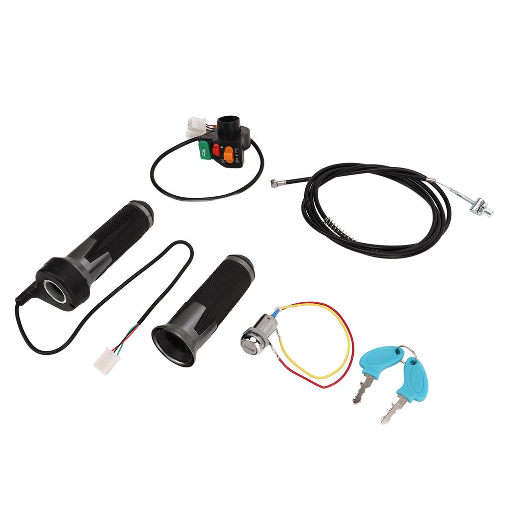 Bike Throttle Grip Kit Anti Slip Bike Drum Brake Line Ignition Switch Key Kit for Electric Bike Scooter Motor