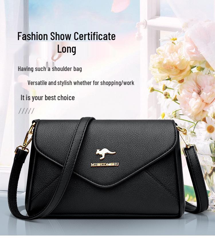 Women's 2024 Korean Style Soft Leather Multi-Layer Handbag - Versatile, Large Capacity, Casual Single Shoulder or Crossbody Bag