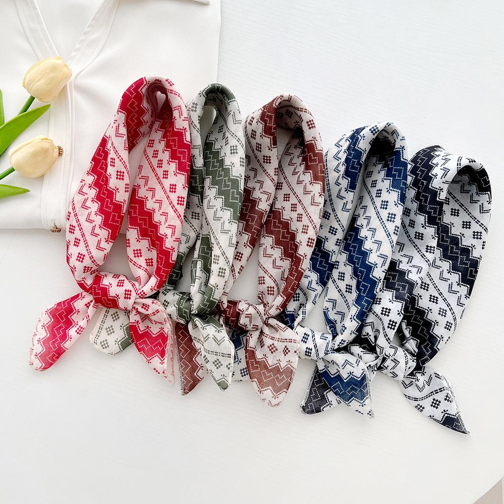 Korean geometric love square scarf women's summer 1116 new small fresh cotton and linen silk scarf neck decorative headscarf scarf
