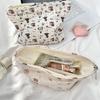 1pc Double-Sided Cartoon Pattern Cosmetic Bag Large Capacity Multifunctional Canvas Zipper Travel Storage Bag