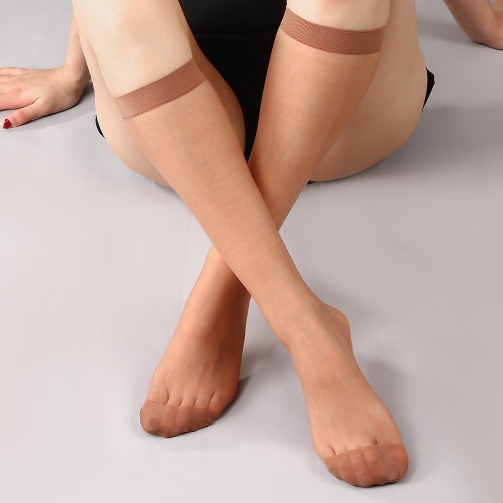 10 Pairs Ultra-Thin Transparent Women's Mid-Calf Socks Breathable Invisible Leggings Crystal Tube Stockings Summer Long Tube Socks