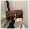 Women Vintage Crocodile Pattern PU Leather Flap Shoulder Underarm Bag Buckle Baguette Tote Bag Female Handbag Purses Solid Color