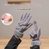 Ski Gloves Women Winter Fleece Thickened Warm Plush Cotton Waterproof Touch-Screen Gloves For Outdoor Riding Mountaineering