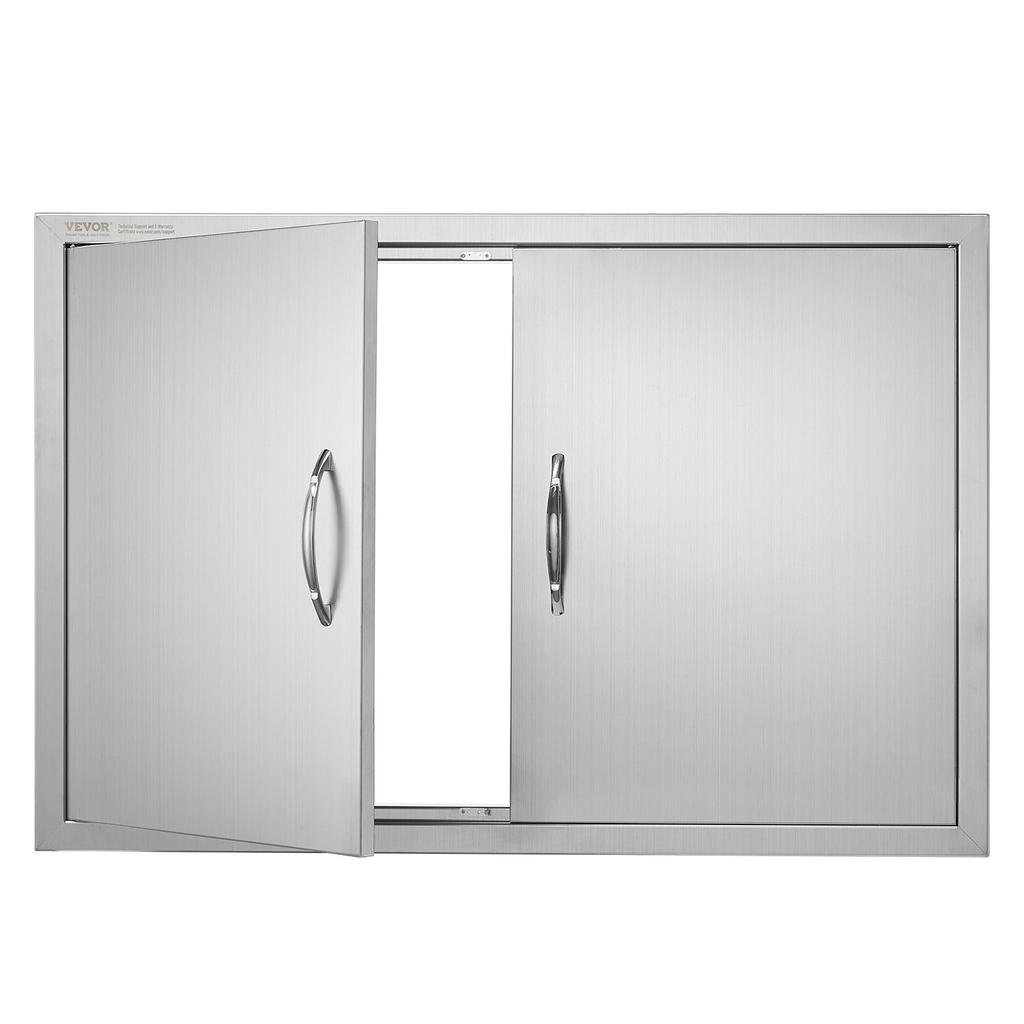 VEVOR BBQ Access Door, 915x610 mm Double Outdoor Kitchen Door, Stainless Steel Flush Mount Door, Wall Vertical Door with Handles, for BBQ Island